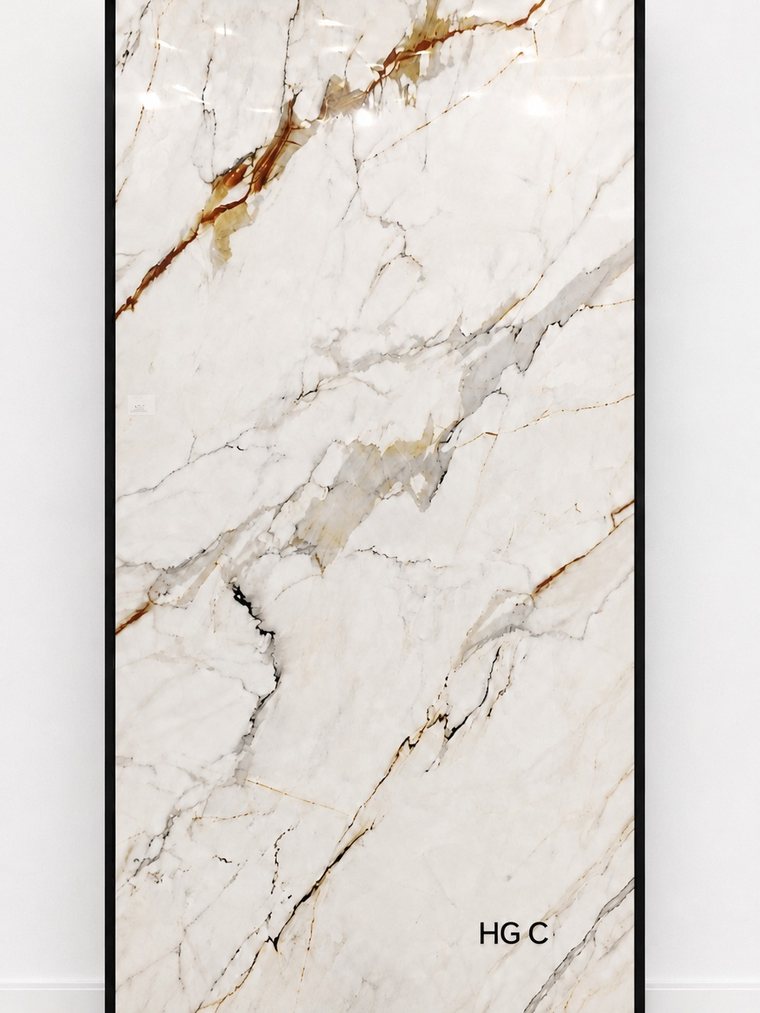 Wallage HG C, White marble, warm gold veining, high gloss