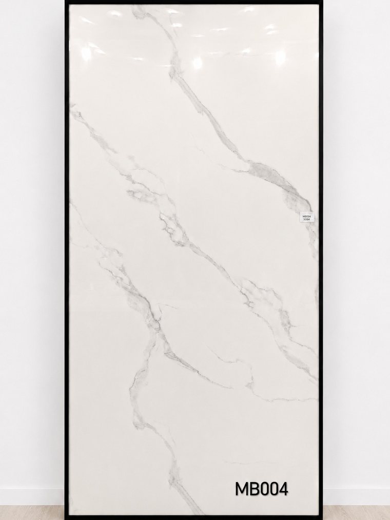 Wallage MB004, White marble, grey veining, gloss